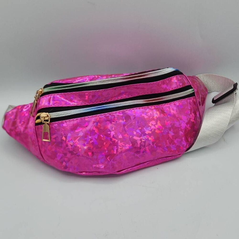 Holographic hot pink fanny pack belt bag